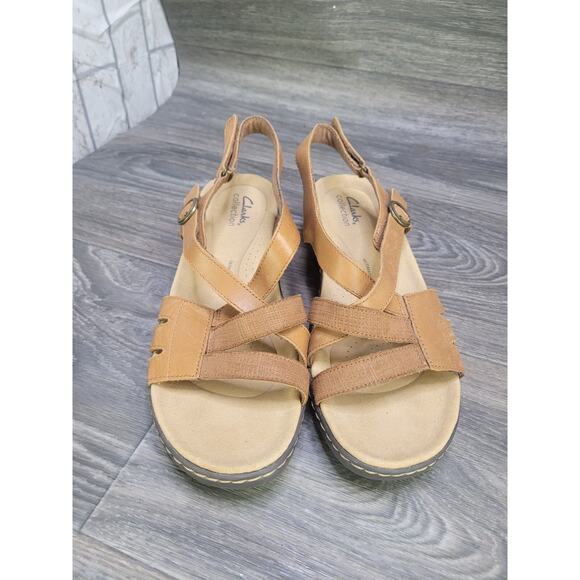 Clarks Merliah Bonita Sandals Women's 8.5W Brown Tan Slingback 28025/ 6 E Uk - Picture 1 of 16